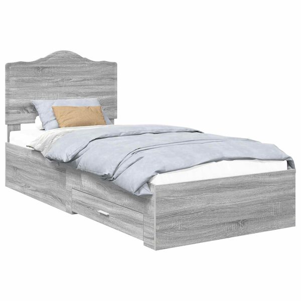 vidaXL Bedframe met hoofdeinde Grijs Sonoma 90 x 190 cm Bewerkt hout