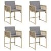 vidaXL Tuinstoelen 4 st met kussens poly rattan gemengd beige