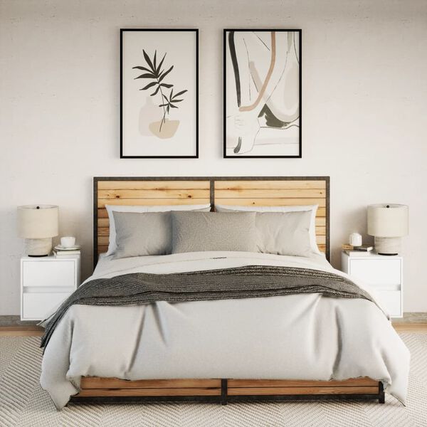 vidaXL Nachtkastjes met LED's 2 st wandgemonteerd wit