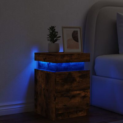 vidaXL Nachtkastje met LED-verlichting 35x39x55 cm gerookt eikenkleur