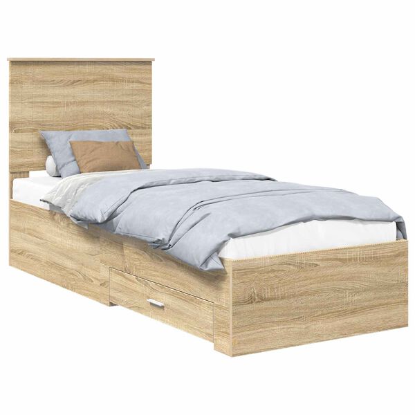 vidaXL Bedframe Sonoma Eiken en Zilver 70 x 190 cm Bewerkt hout