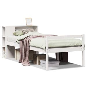 vidaXL Bed met boekenkast zonder matras grenenhout wit 90x190 cm