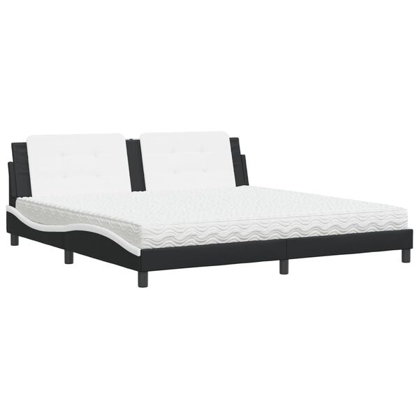 vidaXL Bed met matras "Zadar" kunstleer zwart en wit 200x200 cm
