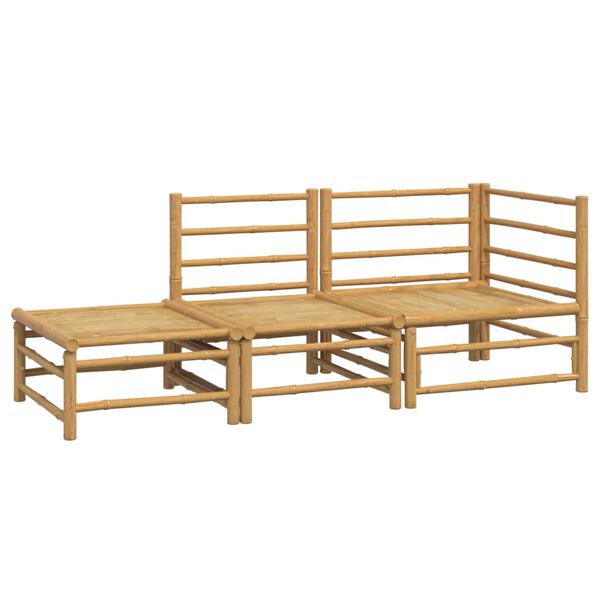 vidaXL 3-delige Loungeset met kussens bamboe lichtgrijs