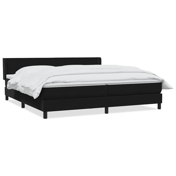 vidaXL Boxspring met matras fluweel zwart 180x210 cm