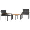 vidaXL tuinmeubelset 3 st Donkergrijs poly rattan