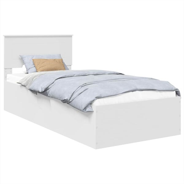 vidaXL Bedframe met hoofdeinde Wit 100 x 200 cm Bewerkt hout