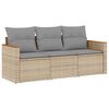vidaXL 3-delige Loungeset met kussens poly rattan gemengd beige