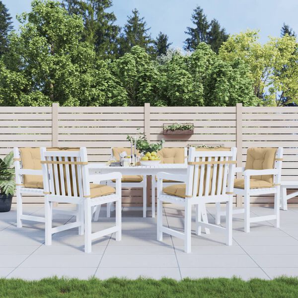 vidaXL Stoelkussens 6 st lage rug 100x50x7 cm stof gem&ecirc;leerd beige