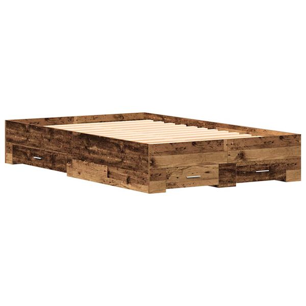 vidaXL Bedframe met lade met opslag Oud Hout 120 x 190 cm Bewerkt hout