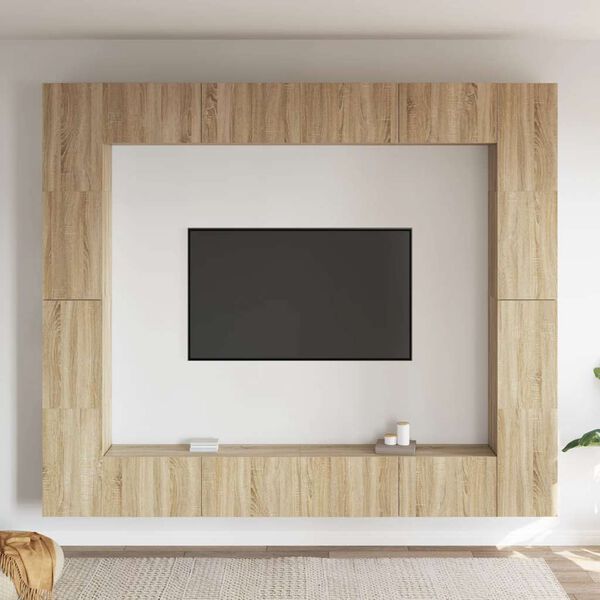 vidaXL 8-delige Tv-meubelset bewerkt hout sonoma eikenkleurig