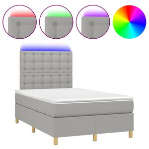 vidaXL Boxspring met matras en LED stof lichtgrijs 120x190 cm