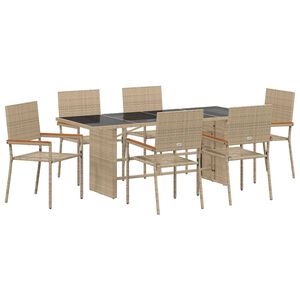 vidaXL Tuin eettafelset 7 pcs Beige poly rattan