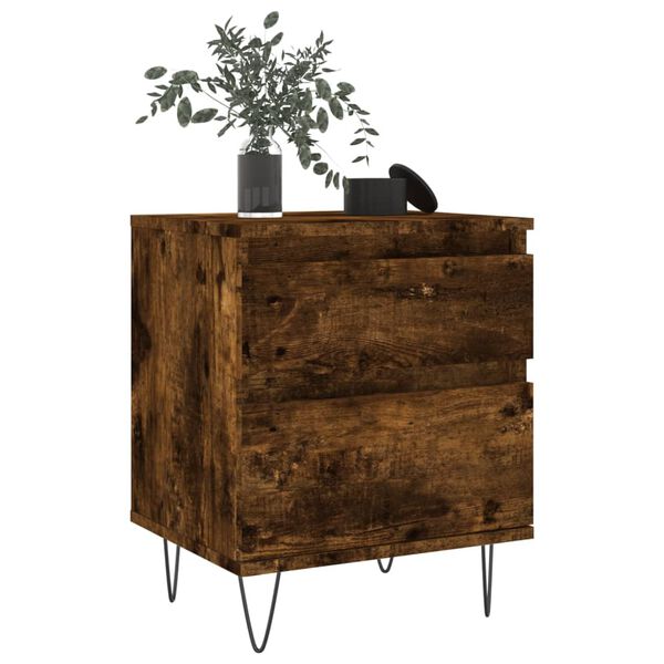 vidaXL Nachtkastjes 2 st 40x35x50 cm bewerkt hout gerookt eikenkleurig