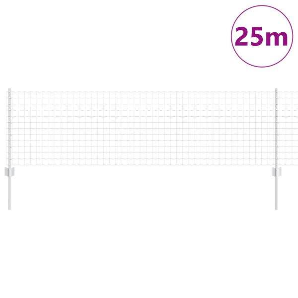 vidaXL Hek met Paal Zilver 0,6 x 25 m Staal
