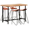 vidaXL 5-delige Barset massief hout en echt leer