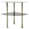 vidaXL Bijzettafel 2-laags 38x38x50 cm gehard glas transparant zwart