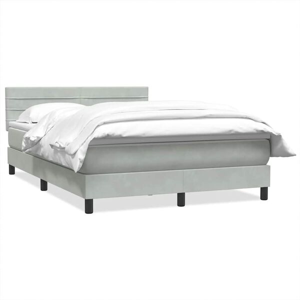vidaXL Boxspring met matras fluweel lichtgrijs 160x220 cm