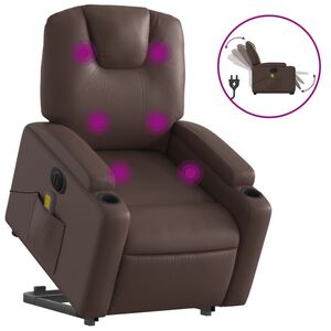 vidaXL Sta-op-massagestoel elektrisch kunstleer bruin