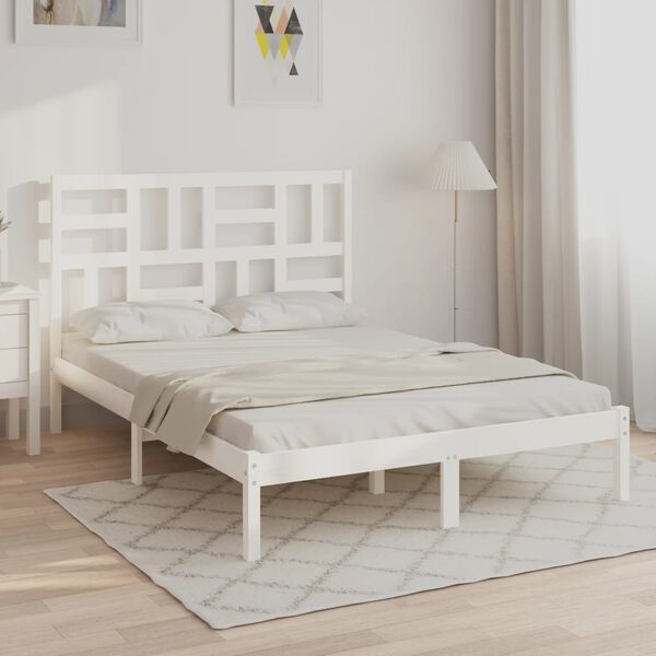 vidaXL Bedframe massief hout wit 160x200 cm