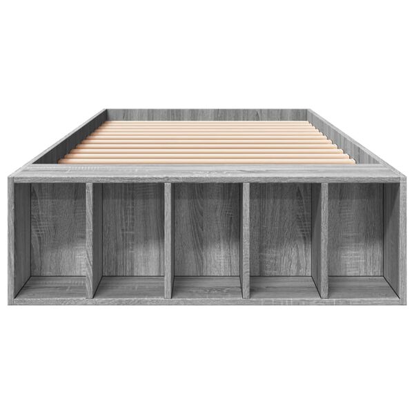 vidaXL Bedframe bewerkt hout grijs sonoma eikenkleurig 75x190 cm