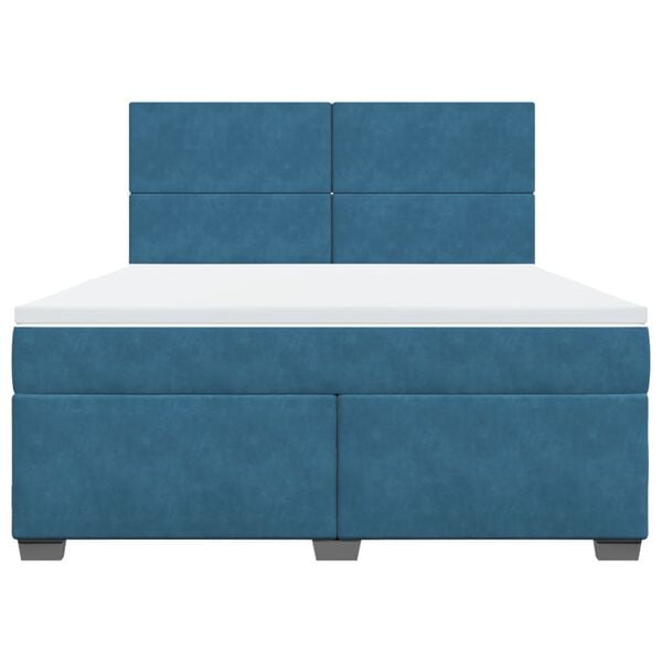 vidaXL Boxspring met matras fluweel blauw 180x200 cm