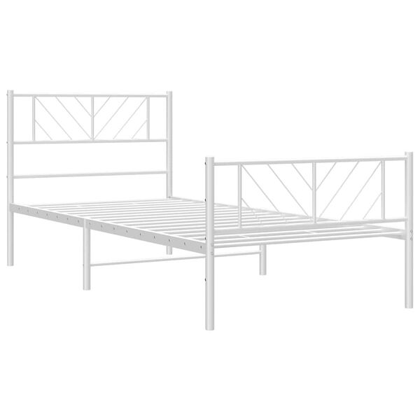 vidaXL Bedframe met hoofd- en voeteneinde metaal wit 100x190 cm