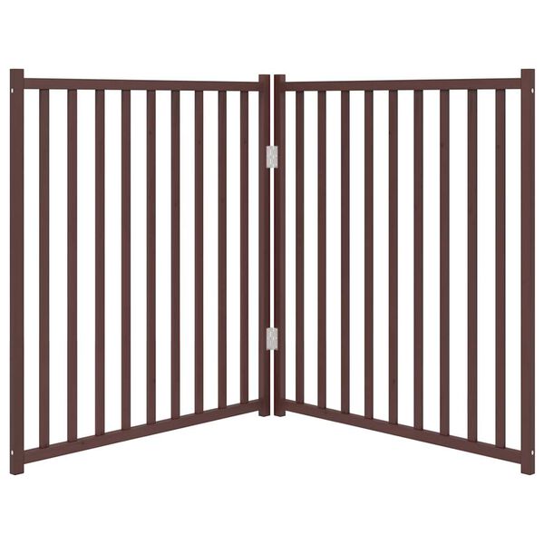 vidaXL Hondenhek inklapbaar 2panelen 160cm massief vurenhout bruin eik