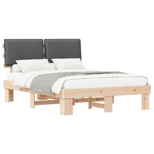 vidaXL Bedframe met Gevoerd Hoofdgedeelte Donkergrijs 150 x 200 cm