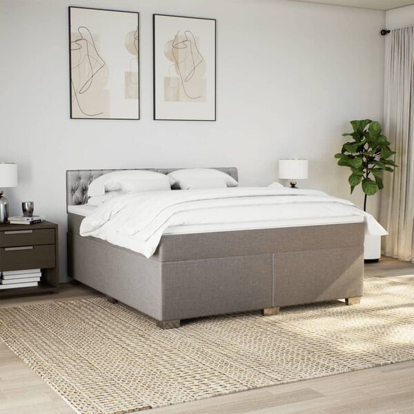 vidaXL Boxspring met matras stof taupe 180x200 cm