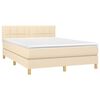 vidaXL Boxspring met matras stof cr&egrave;mekleurig 140x190 cm