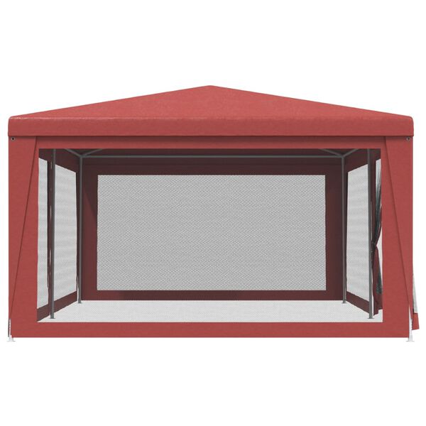 vidaXL Partytent met 6 mesh zijwanden 6x4 m HDPE rood