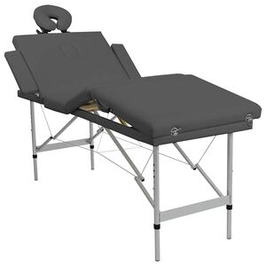 vidaXL Massagetafel met 4 zones 186x68 cm aluminium frame antraciet