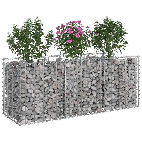 vidaXL Gabion Verhoogd Bed Zilver 150 x 50 x 60 cm