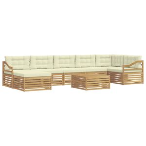 vidaXL Buiten bankenset 8 st Wit en cr&egrave;mekleurig Polyester