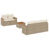 vidaXL 6-delige Loungeset met kussens poly rattan beige