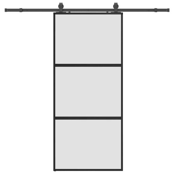 vidaXL Schuifdeur met beslagset 90x205 cm gehard glas zwart