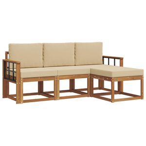 vidaXL Buiten bankenset met kussen 4 pcs Natuurlijk en Beige