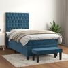 vidaXL Boxspring met matras fluweel donkerblauw 90x190 cm