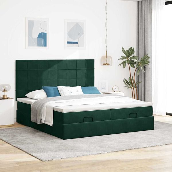 vidaXL Ottoman bed met matrassen en LED's 180x200cm fluweel