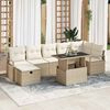 vidaXL Tuin Sofa Set met kussen met opslag 8 pcs Beige Poly riet