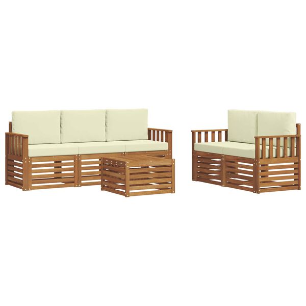 vidaXL Sofa-Sets 6 pcs Natuurlijk en Cr&egrave;me Massief Acaciahout