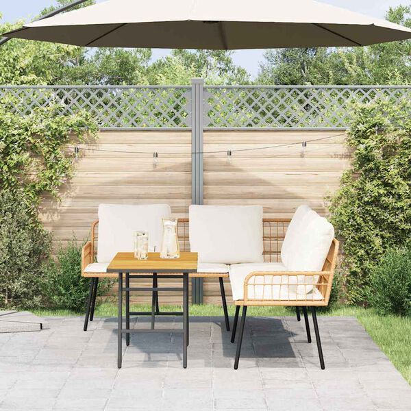 vidaXL Tuin Sofa Set 2 pcs Naturel poly rattan