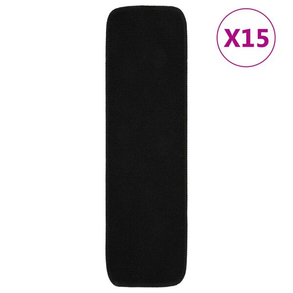 vidaXL Trapmatten 15 st anti-slip rechthoekig 75x20 cm zwart