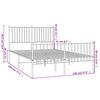 vidaXL Bedframe met hoofd- en voeteneinde metaal wit 140x190 cm