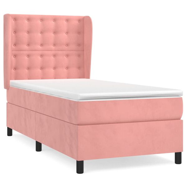 vidaXL Boxspring met matras fluweel roze 80x200 cm