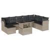 vidaXL 9-delige Loungeset met kussens poly rattan lichtgrijs