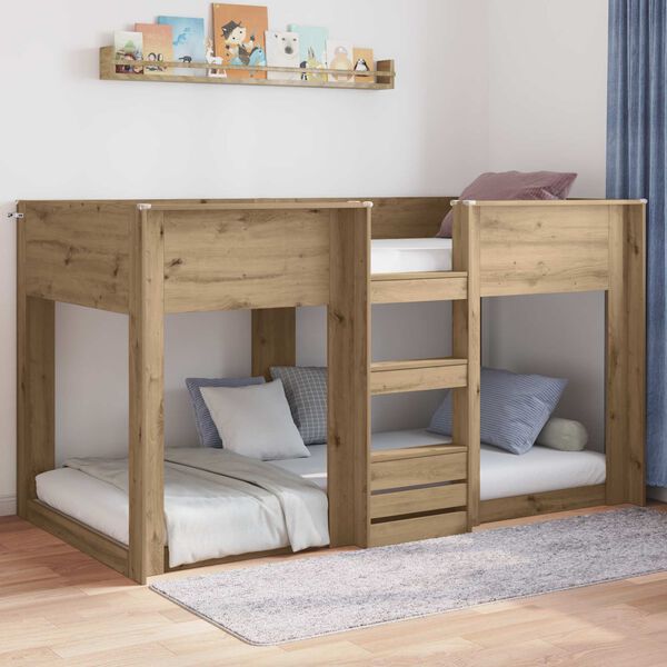 vidaXL Vloer bedframe Artisan Eiken 86,5 x 190 cm Bewerkt hout