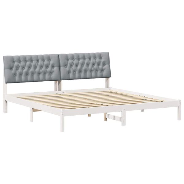 vidaXL Bedframe met Gevoerd Hoofdgedeelte Wit 200 x 200 cm