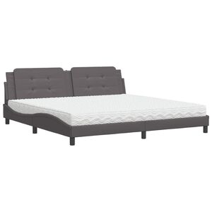 vidaXL Bed met matras "Zadar" kunstleer grijs 200x200 cm